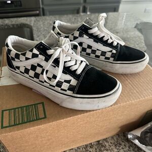 Vans Black and White Old Skool Checkered Sneakers size 6.5
